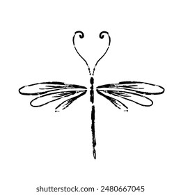 Texture doodle of winged insect dragonfly. Vector graphics.