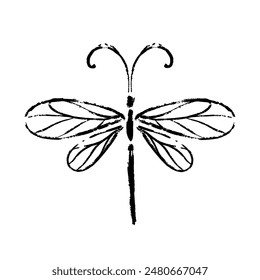 Texture doodle of winged insect dragonfly. Vector graphics.