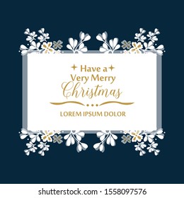 Texture drawing of leaf flower frame, for template decoration of very merry christmas. Vector