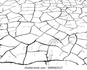 La textura de la tierra seca rota. La estructura del suelo agrietador. Ilustración vectorial en blanco y negro.