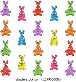 Texture. Easter motif. Multi-colored rabbits. Vector illustration.