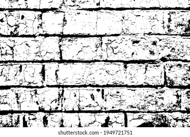 Textura de la pared exterior de ladrillo con pintura despojada. Resumen del fondo rudo de la ciudad de ladrillos ladrillos. Ilustración vectorial. Plantilla de superposición.