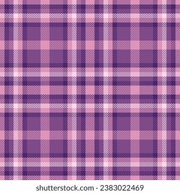 Texture fabric background of vector check seamless with a pattern plaid tartan textile in purple and pink colors.