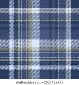 Texture fabric check of pattern plaid textile with a seamless tartan vector background in blue and light colors.