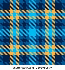 Texture fabric plaid of tartan pattern textile with a check background vector seamless in cyan and dark colors.