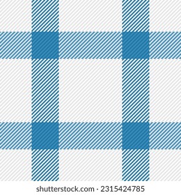 Tela textil de tejido de lona de lona tartán con un control vectorial de fondo sin fisuras en colores esterlina plata y blanco.