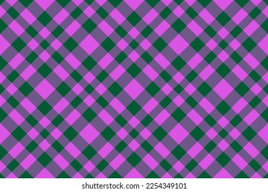 Texture fabric textile. Seamless background check. Pattern vector tartan plaid in green and pink colors.
