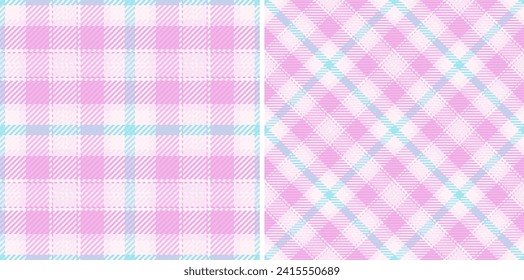 Texture fabric textile of tartan check background with a plaid seamless vector pattern. Set in neon colours. Latest trends in modern everyday fashion prints.