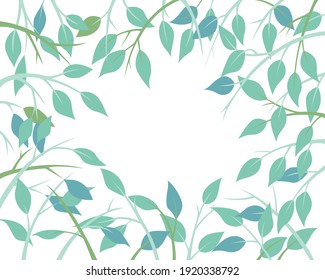 Texture with Fern  leaves Frame Border .Palm spring Summer Paper Art, Vector illustration in white background

