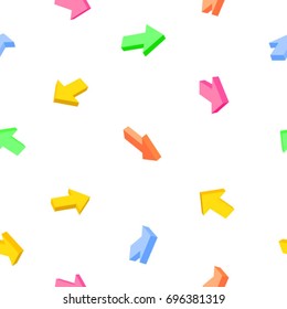 Texture of festive wrapping paper. Seamless texture of arrows. Wireless background with pointers. Angular volumetric figures. Three-dimensional signs. Sample of arrows for the site.