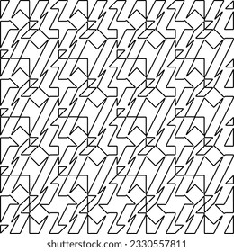 Texture with figures from lines. Black and white pattern for web page, textures, card, poster, fabric, textile. Monochrome graphic repeating design. 