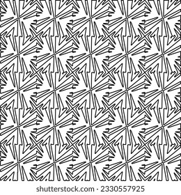 Texture with figures from lines. Black and white pattern for web page, textures, card, poster, fabric, textile. Monochrome graphic repeating design. 