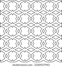 Texture with figures from lines. Black and white pattern for web page, textures, card, poster, fabric, textile. Monochrome graphic repeating design. 