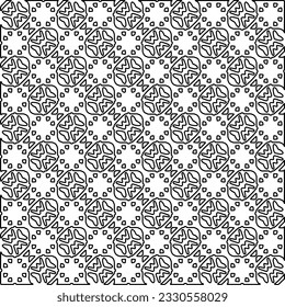 Texture with figures from lines. Black and white pattern for web page, textures, card, poster, fabric, textile. Monochrome graphic repeating design. 