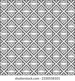 Texture with figures from lines. Black and white pattern for web page, textures, card, poster, fabric, textile. Monochrome graphic repeating design. 