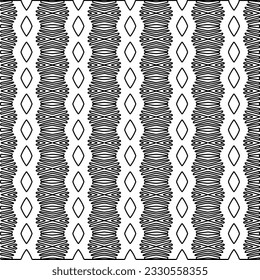 Texture with figures from lines. Black and white pattern for web page, textures, card, poster, fabric, textile. Monochrome graphic repeating design. 