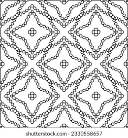 Texture with figures from lines. Black and white pattern for web page, textures, card, poster, fabric, textile. Monochrome graphic repeating design. 