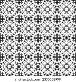 Texture with figures from lines. Black and white pattern for web page, textures, card, poster, fabric, textile. Monochrome graphic repeating design. 