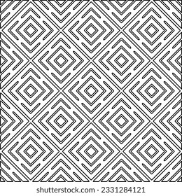 Texture with figures from lines. Black and white pattern for web page, textures, card, poster, fabric, textile. Monochrome graphic repeating design.