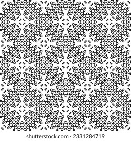 Texture with figures from lines. Black and white pattern for web page, textures, card, poster, fabric, textile. Monochrome graphic repeating design.