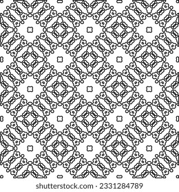 Texture with figures from lines. Black and white pattern for web page, textures, card, poster, fabric, textile. Monochrome graphic repeating design.