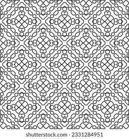 Texture with figures from lines. Black and white pattern for web page, textures, card, poster, fabric, textile. Monochrome graphic repeating design.
