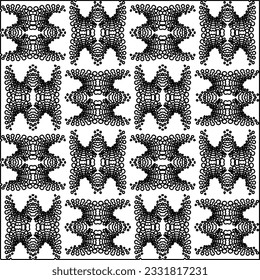 Texture with figures from lines. Black and white pattern for web page, textures, card, poster, fabric, textile. Monochrome graphic repeating design.