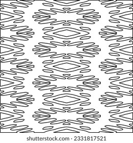 Texture with figures from lines. Black and white pattern for web page, textures, card, poster, fabric, textile. Monochrome graphic repeating design.