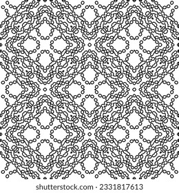 Texture with figures from lines. Black and white pattern for web page, textures, card, poster, fabric, textile. Monochrome graphic repeating design.