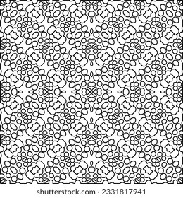 Texture with figures from lines. Black and white pattern for web page, textures, card, poster, fabric, textile. Monochrome graphic repeating design.