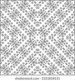 Texture with figures from lines. Black and white pattern for web page, textures, card, poster, fabric, textile. Monochrome graphic repeating design.