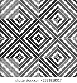 Texture with figures from lines. Black and white pattern for web page, textures, card, poster, fabric, textile. Monochrome graphic repeating design.