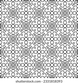 Texture with figures from lines. Black and white pattern for web page, textures, card, poster, fabric, textile. Monochrome graphic repeating design.