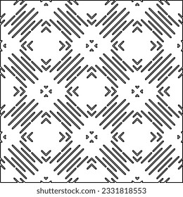 Texture with figures from lines. Black and white pattern for web page, textures, card, poster, fabric, textile. Monochrome graphic repeating design.