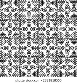 Texture with figures from lines. Black and white pattern for web page, textures, card, poster, fabric, textile. Monochrome graphic repeating design.