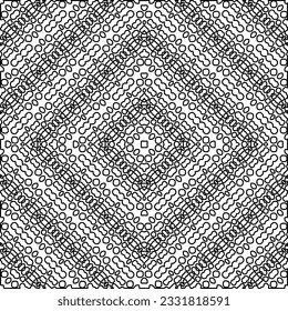 Texture with figures from lines. Black and white pattern for web page, textures, card, poster, fabric, textile. Monochrome graphic repeating design.