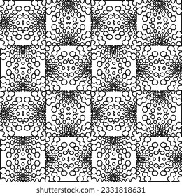 Texture with figures from lines. Black and white pattern for web page, textures, card, poster, fabric, textile. Monochrome graphic repeating design.