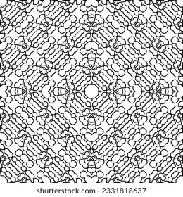 Texture with figures from lines. Black and white pattern for web page, textures, card, poster, fabric, textile. Monochrome graphic repeating design.