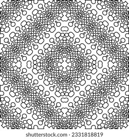 Textur mit Zahlen aus Linien. Schwarz-Weiß Muster für Webseiten, Texturen, Karten, Poster, Stoff, Textilien. Monochrome grafische Wiederholungsdesign.