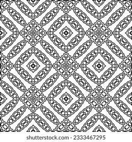 Texture with figures from lines. Black and white pattern for web page, textures, card, poster, fabric, textile. Monochrome graphic repeating design. 