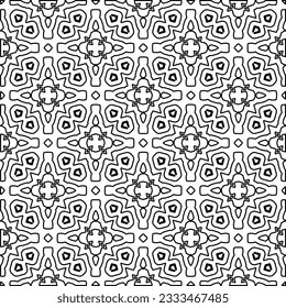 Texture with figures from lines. Black and white pattern for web page, textures, card, poster, fabric, textile. Monochrome graphic repeating design. 
