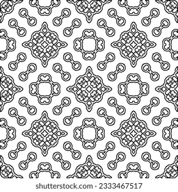 Texture with figures from lines. Black and white pattern for web page, textures, card, poster, fabric, textile. Monochrome graphic repeating design. 