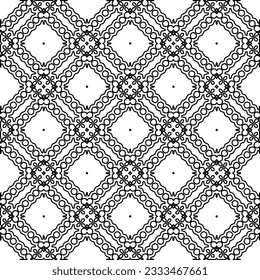Texture with figures from lines. Black and white pattern for web page, textures, card, poster, fabric, textile. Monochrome graphic repeating design. 