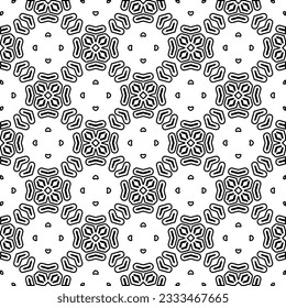 Texture with figures from lines. Black and white pattern for web page, textures, card, poster, fabric, textile. Monochrome graphic repeating design. 