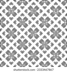 Texture with figures from lines. Black and white pattern for web page, textures, card, poster, fabric, textile. Monochrome graphic repeating design. 