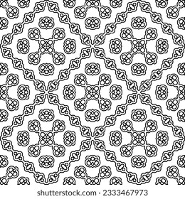 Texture with figures from lines. Black and white pattern for web page, textures, card, poster, fabric, textile. Monochrome graphic repeating design. 