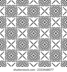Texture with figures from lines. Black and white pattern for web page, textures, card, poster, fabric, textile. Monochrome graphic repeating design. 