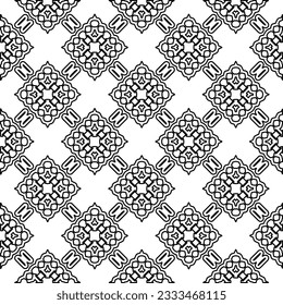 Texture with figures from lines. Black and white pattern for web page, textures, card, poster, fabric, textile. Monochrome graphic repeating design. 