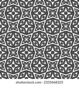 Texture with figures from lines. Black and white pattern for web page, textures, card, poster, fabric, textile. Monochrome graphic repeating design. 