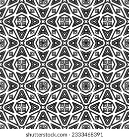 Texture with figures from lines. Black and white pattern for web page, textures, card, poster, fabric, textile. Monochrome graphic repeating design. 